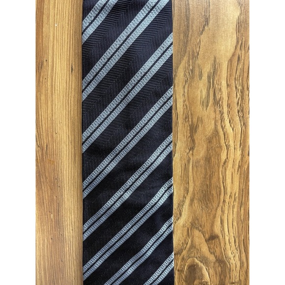 Trussini Cravatte Tie Mens Made in Italy Silk Necktie Blue Striped 4" - Picture 4 of 6